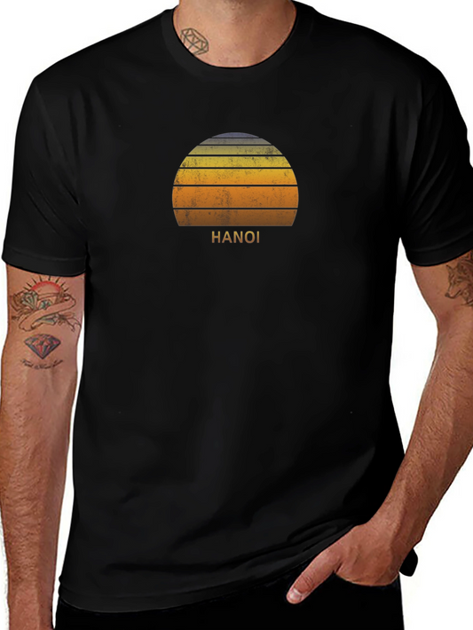 Hanoi Sunset Graphic Tee - Retro Style T-Shirt