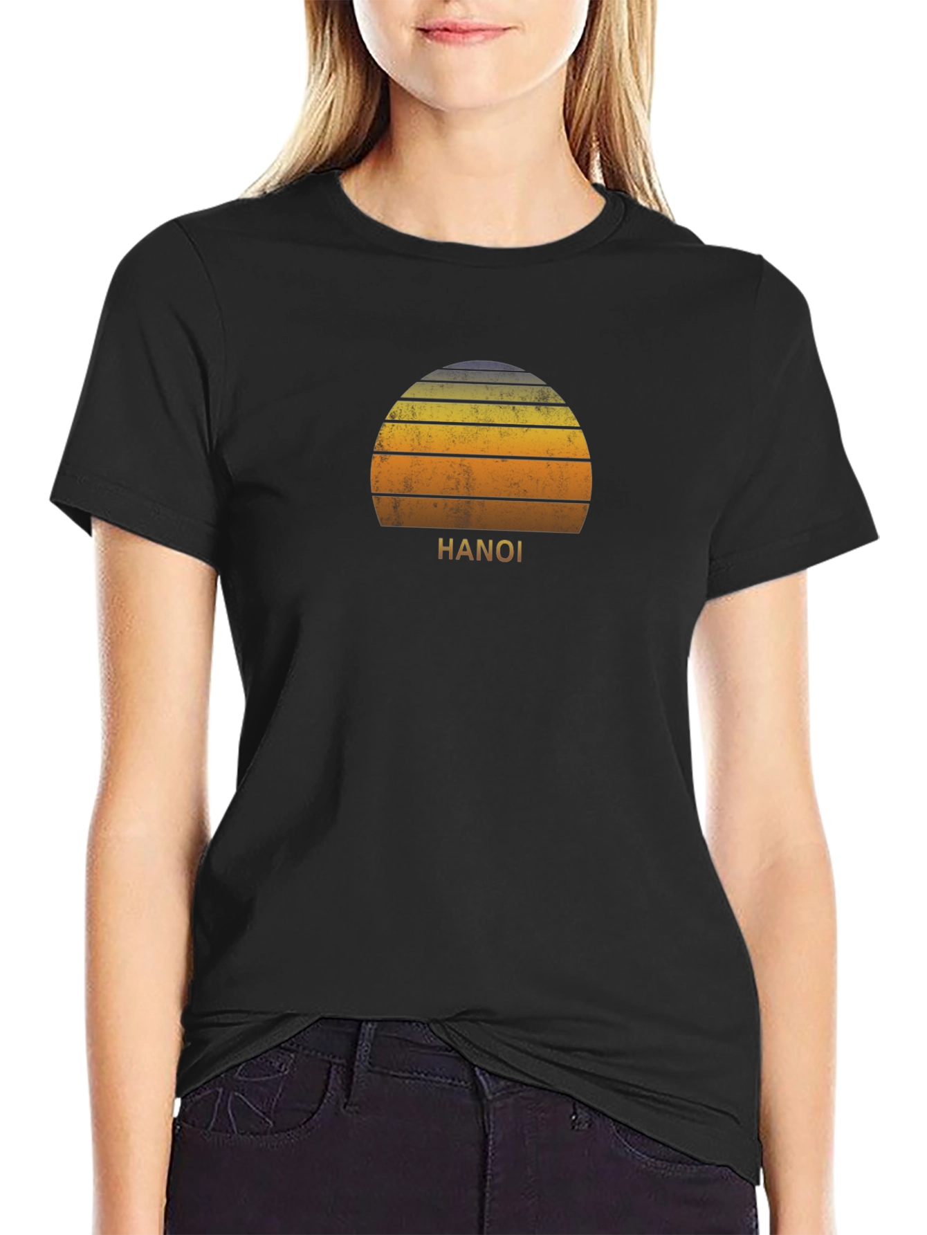 Hanoi Sunset Graphic Tee - Retro Style T-Shirt