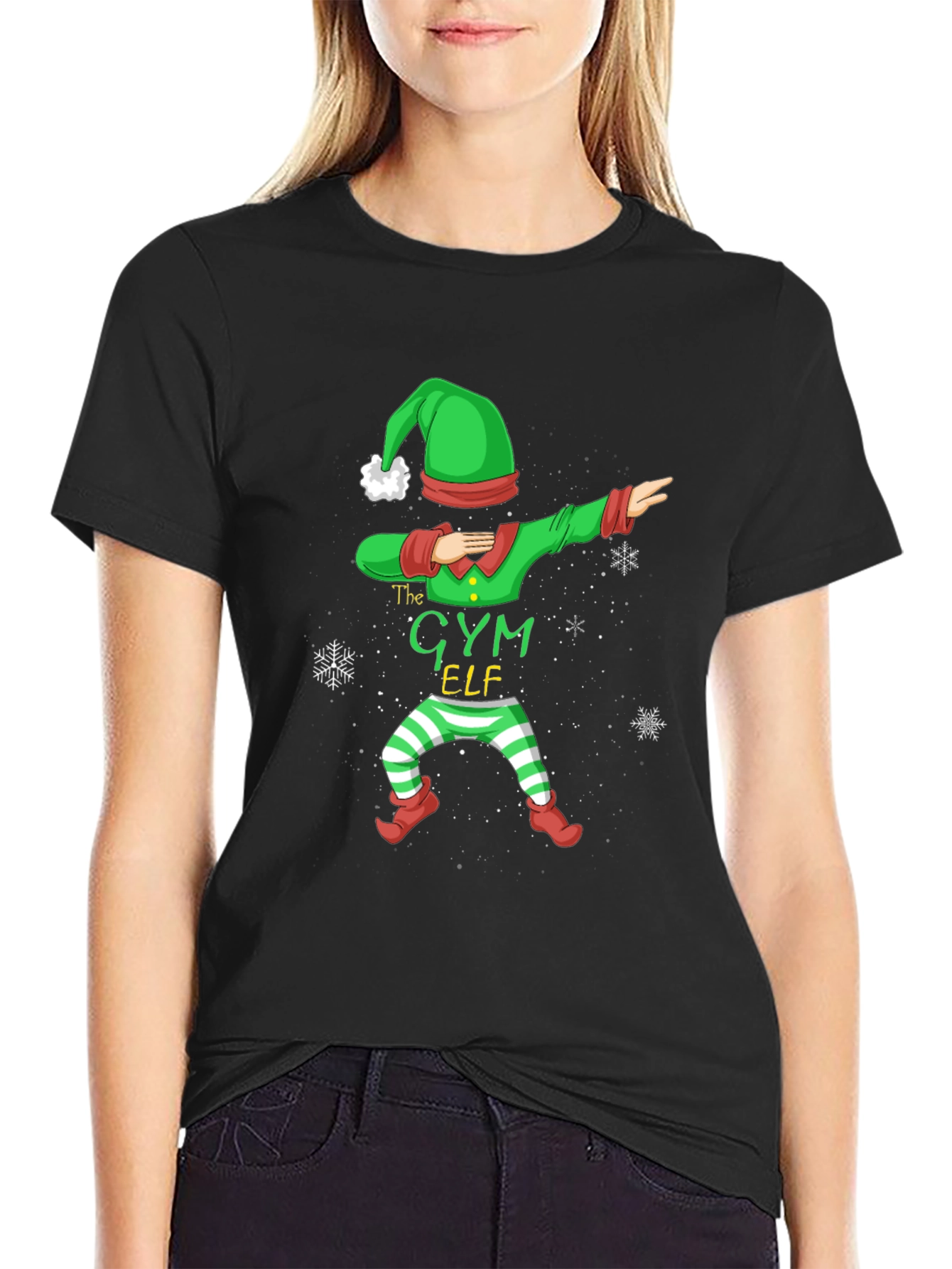 Gym Elf Dabbing Christmas T-Shirt