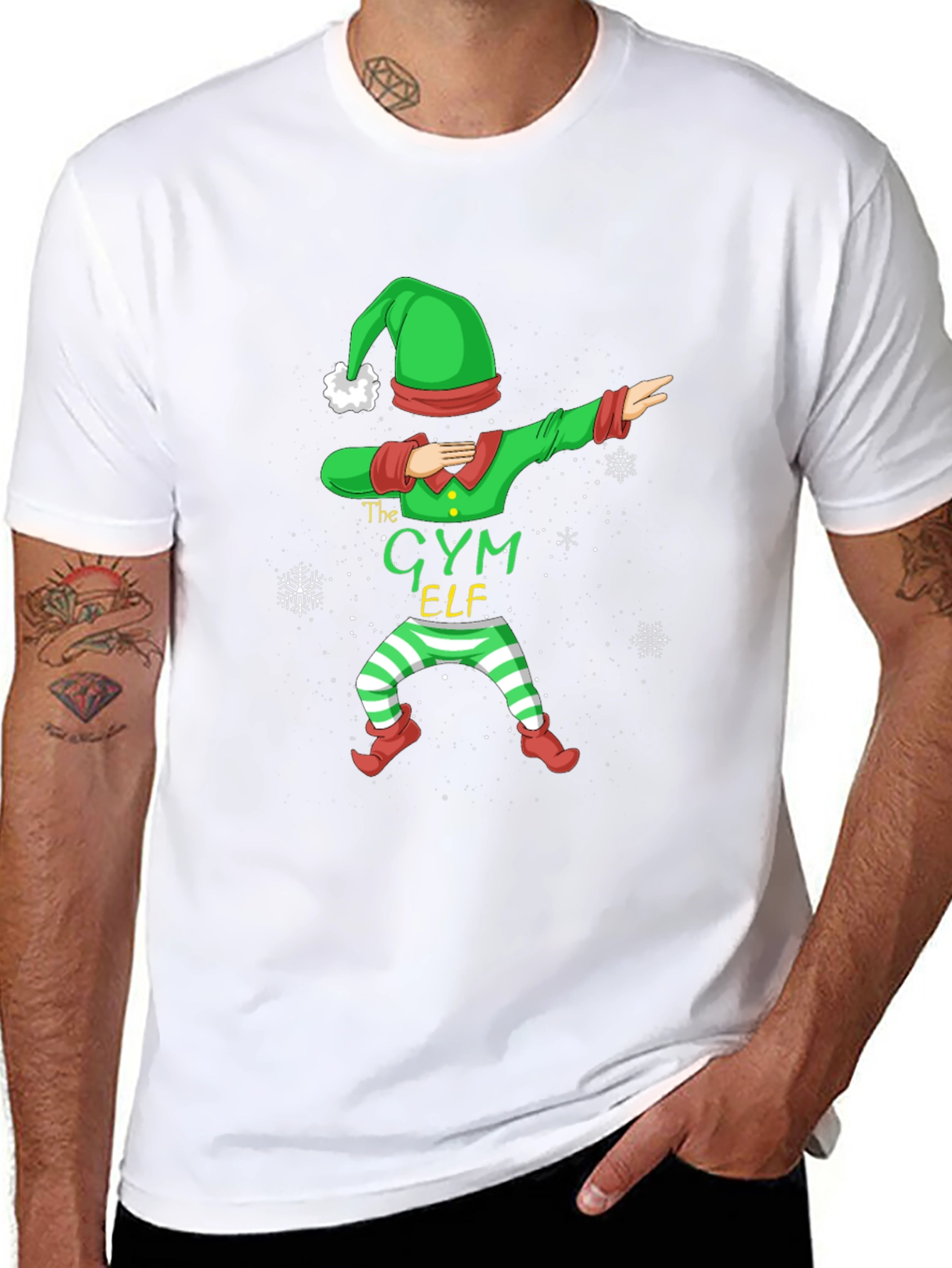 Gym Elf Dabbing Christmas T-Shirt