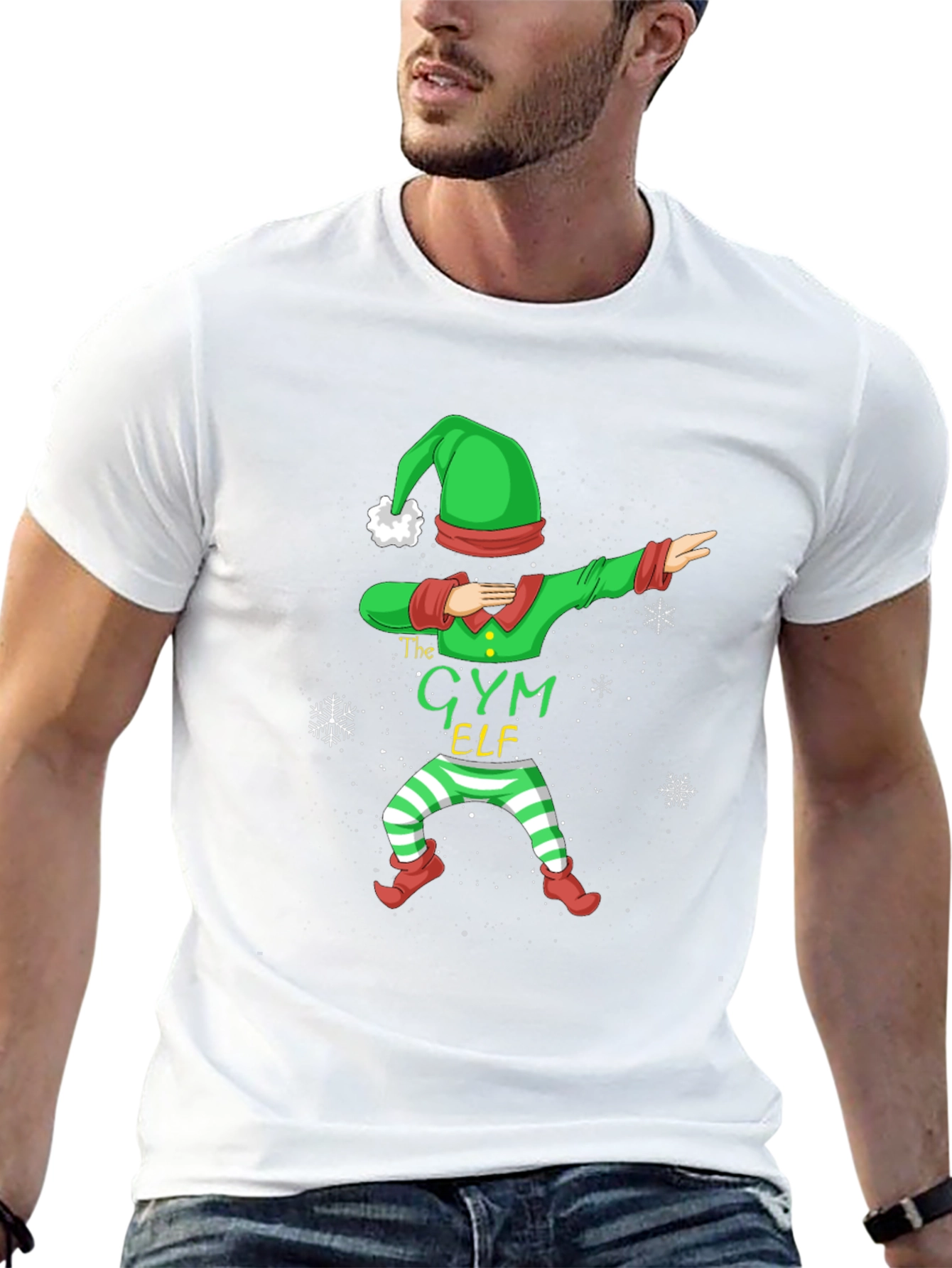 Gym Elf Dabbing Christmas T-Shirt