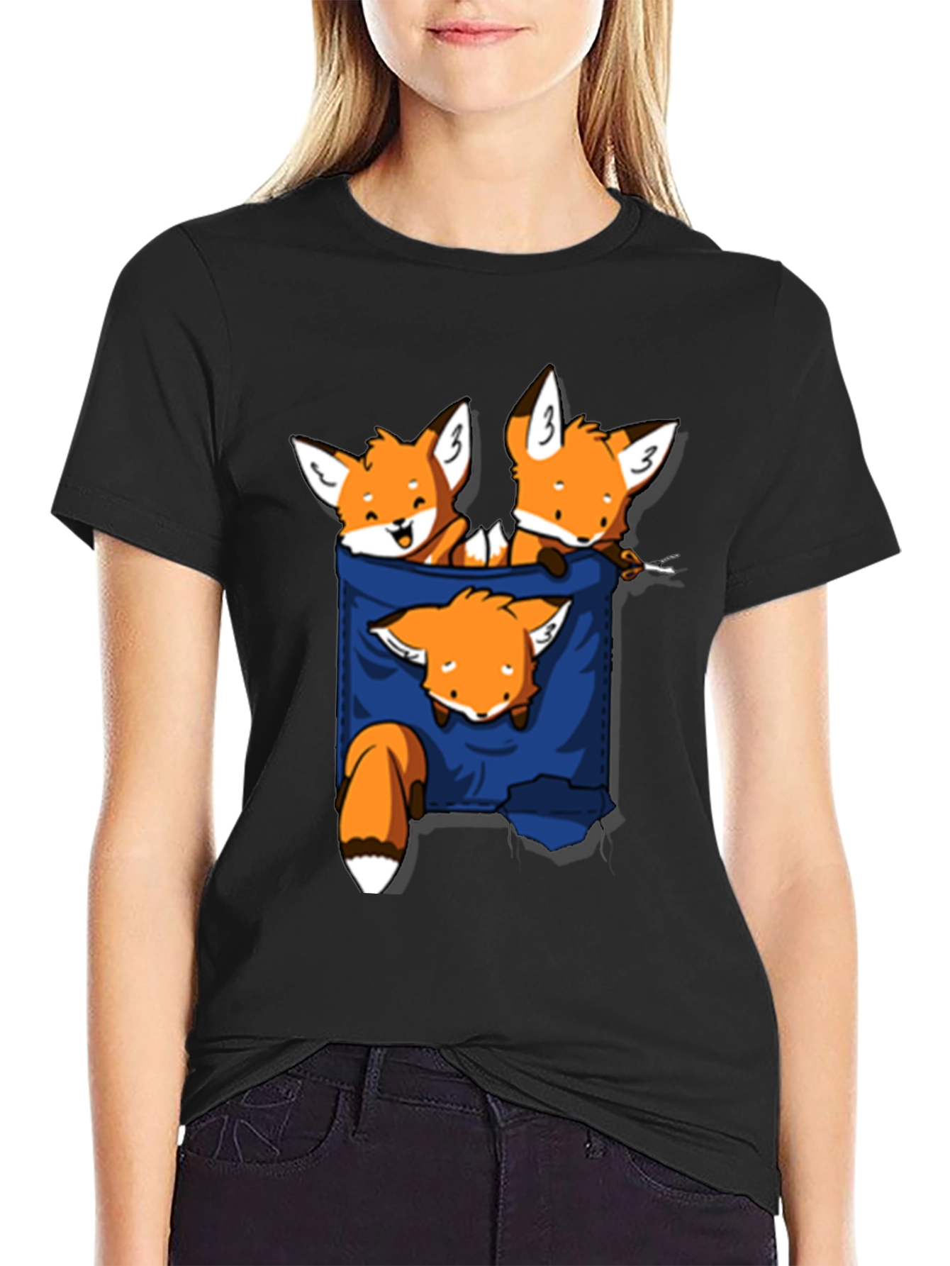 Fox Pocket T-Shirt - Cute Animal Graphic Tee