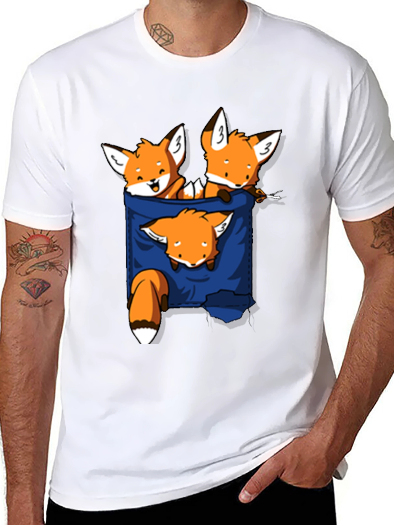Fox Pocket T-Shirt - Cute Animal Graphic Tee