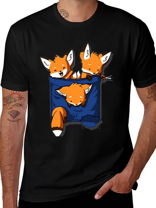 Fox Pocket T-Shirt - Cute Animal Graphic Tee