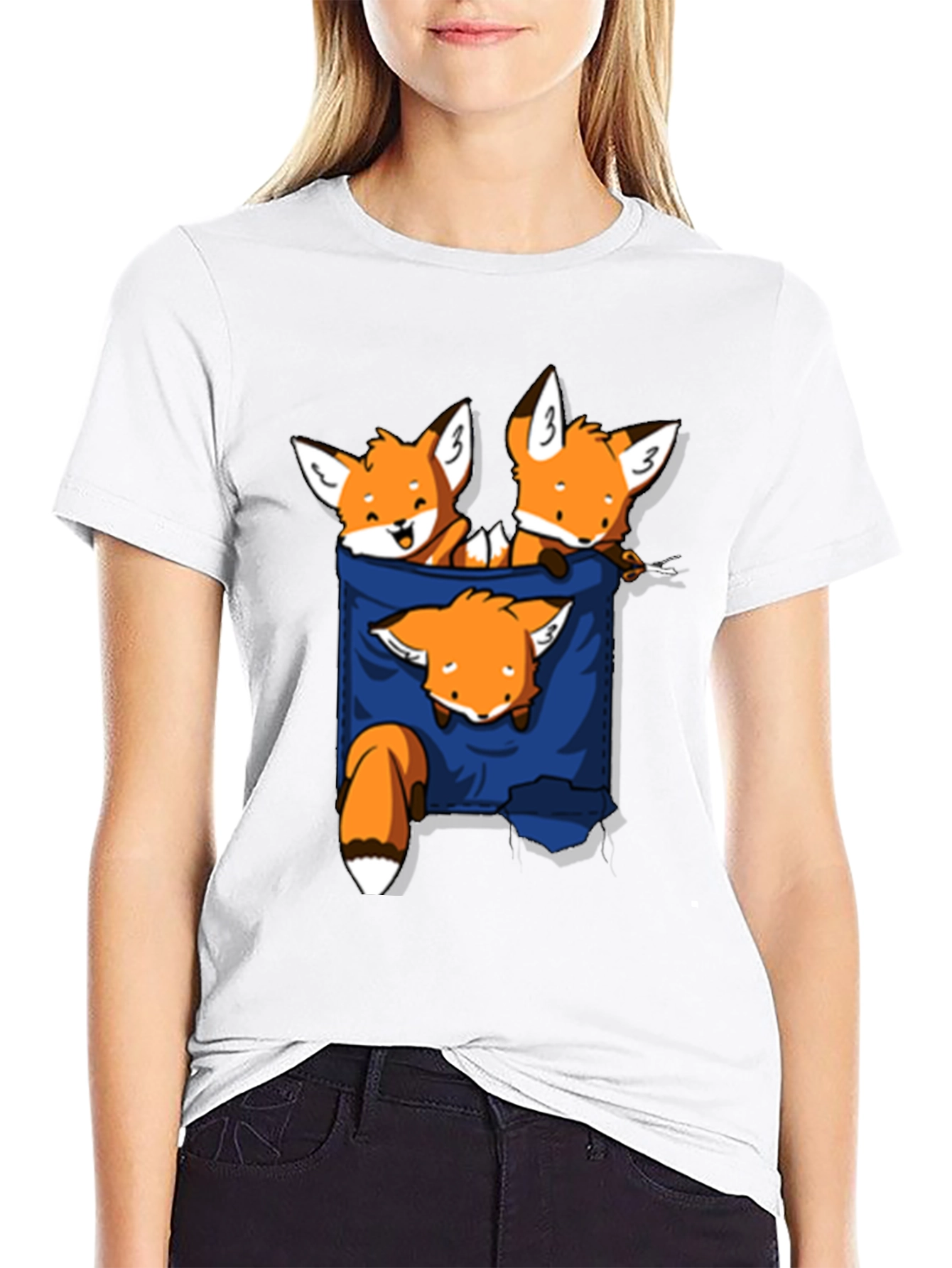 Fox Pocket T-Shirt - Cute Animal Graphic Tee