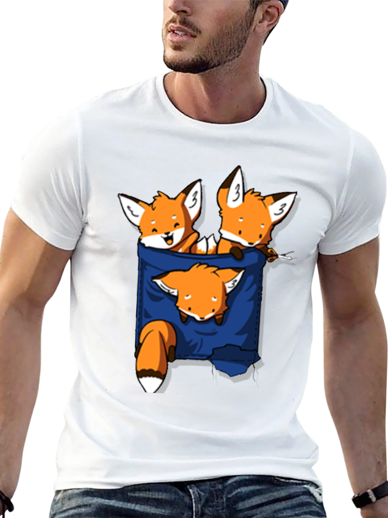 Fox Pocket T-Shirt - Cute Animal Graphic Tee