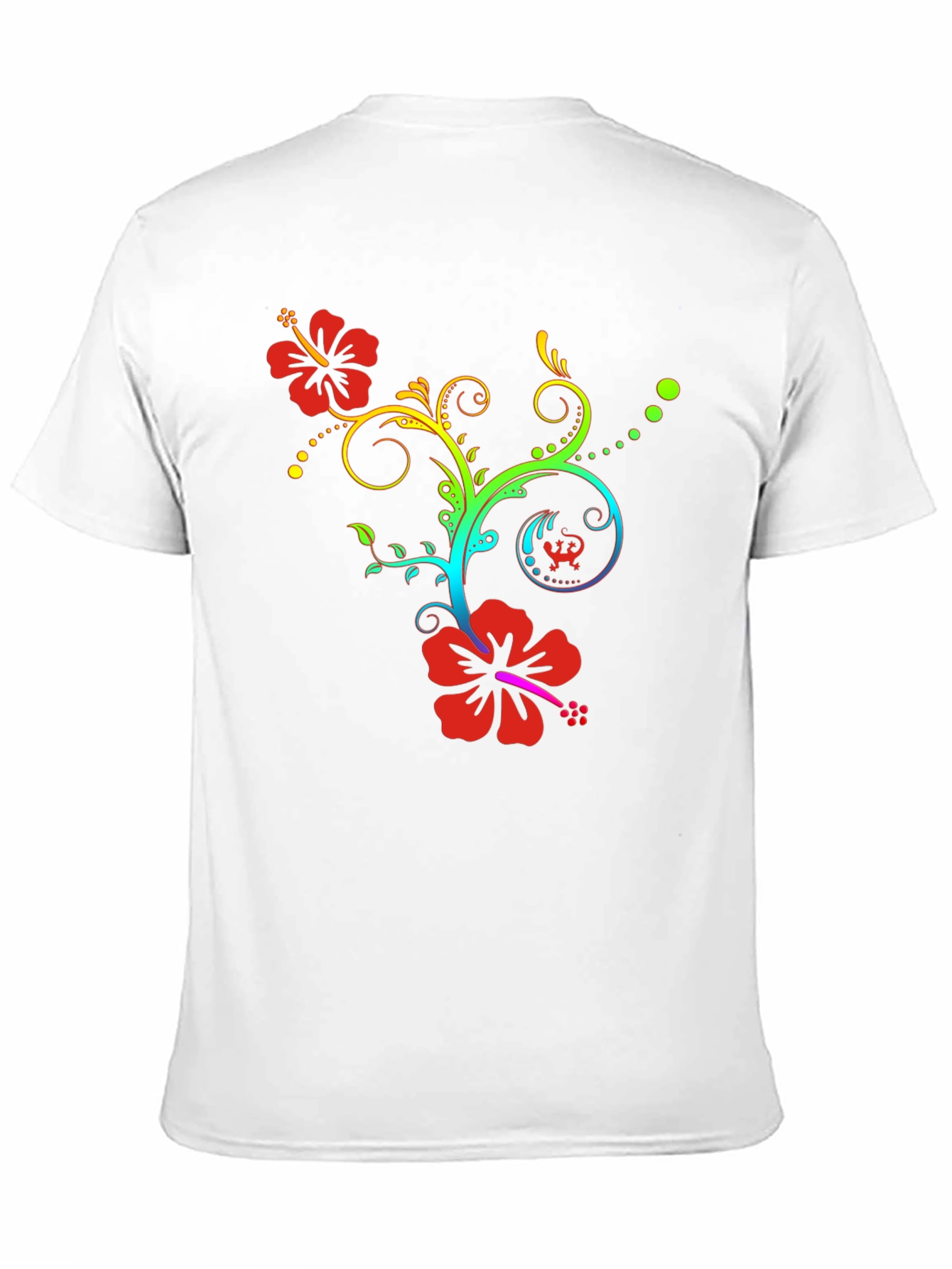 Floral Rainbow Hibiscus Black T-Shirt