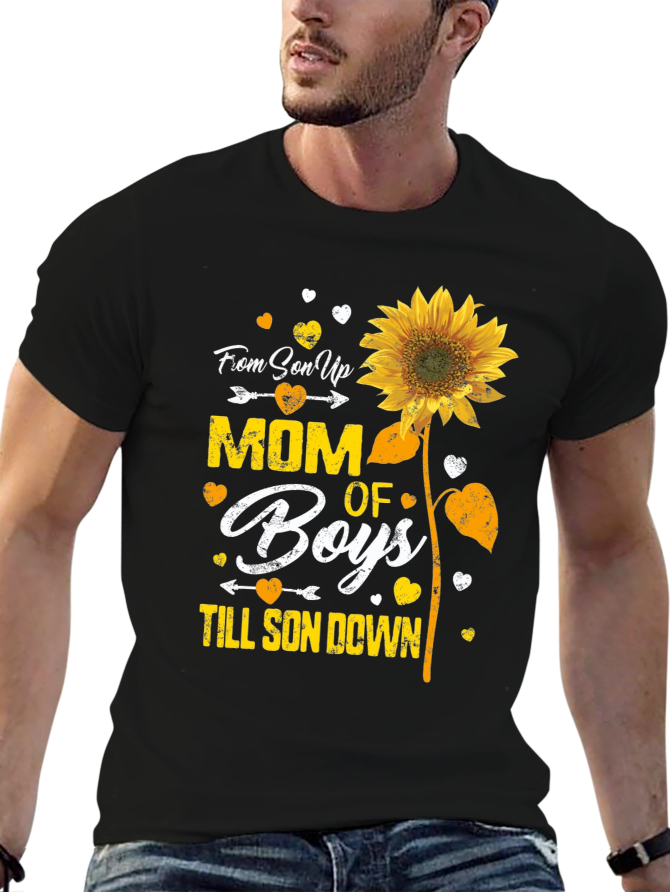 Mom of Boys Sunflower Graphic Tee
