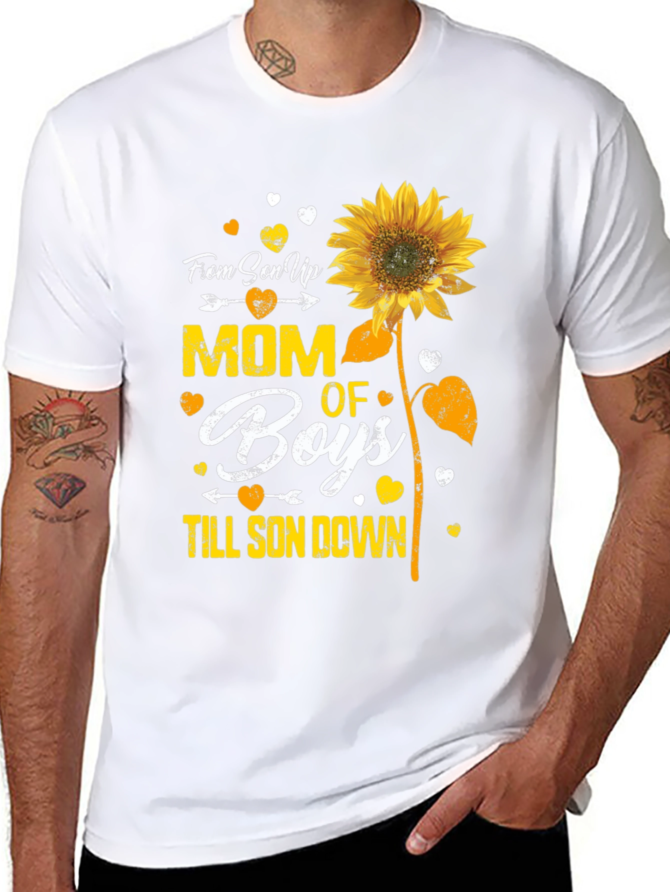 Mom of Boys Sunflower Graphic Tee