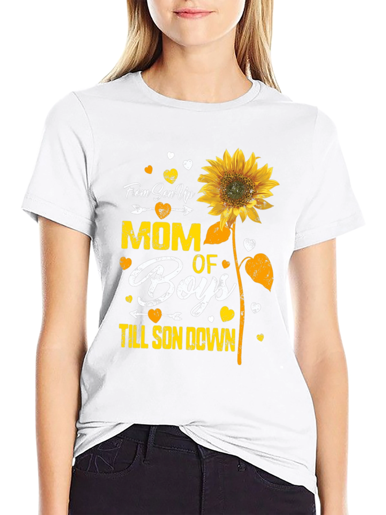 Mom of Boys Sunflower Graphic Tee