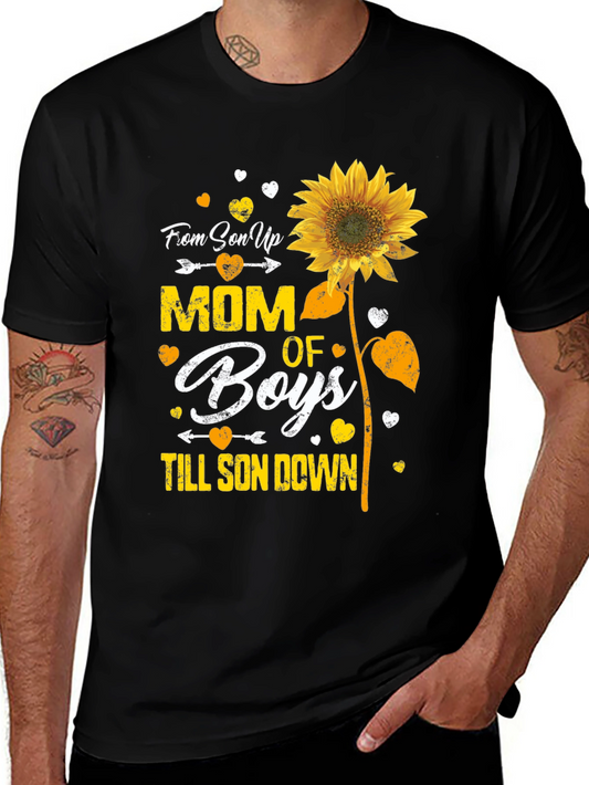 Mom of Boys Sunflower Graphic Tee