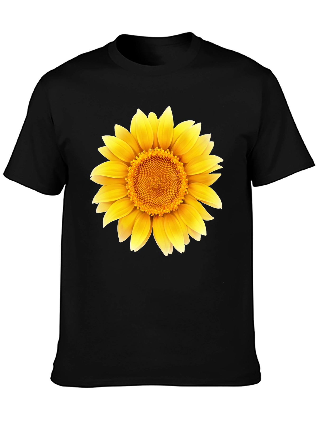 Sunflower Graphic Print T-Shirt - Casual Black Tee