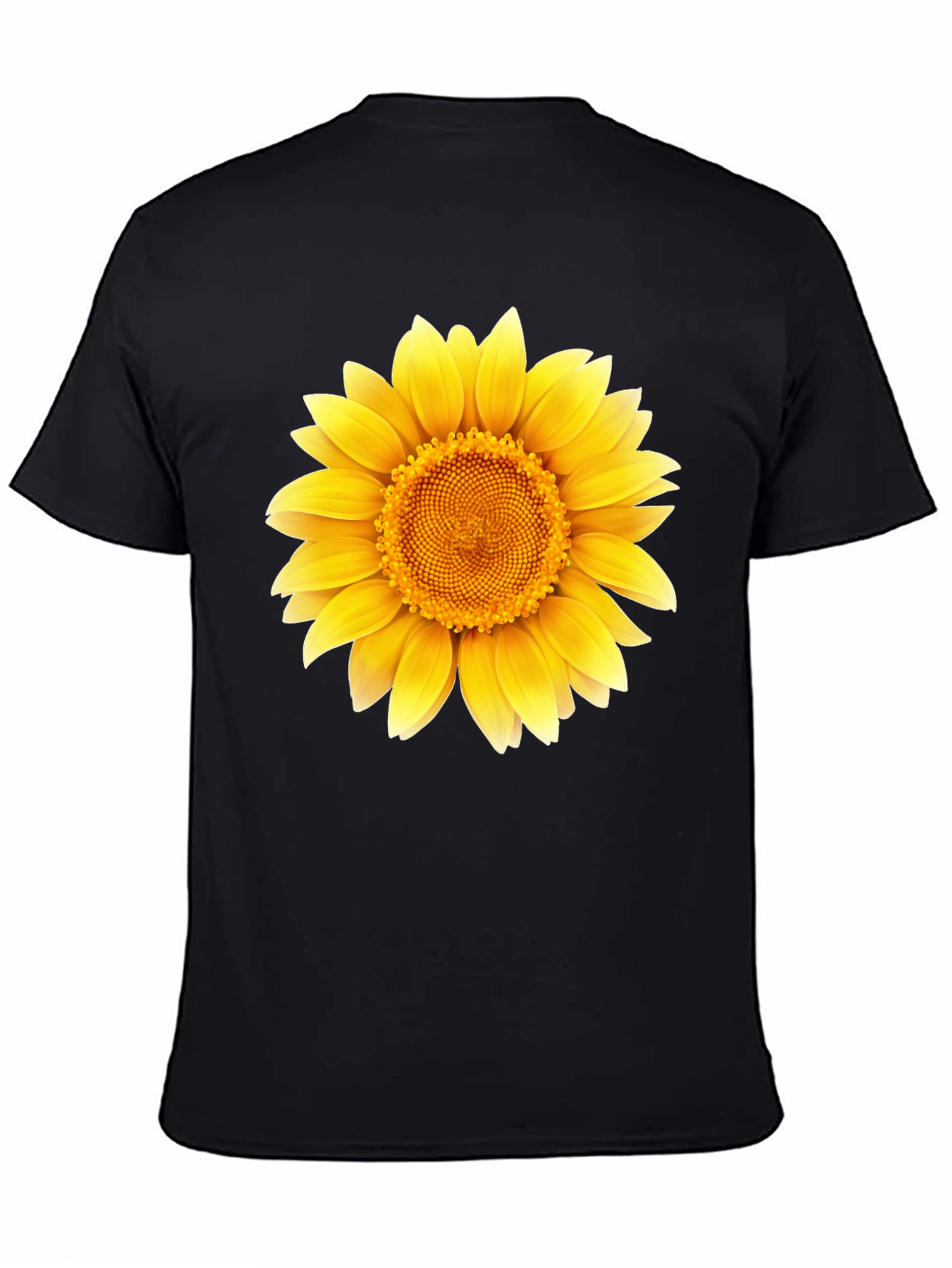 Sunflower Graphic Print T-Shirt - Casual Black Tee