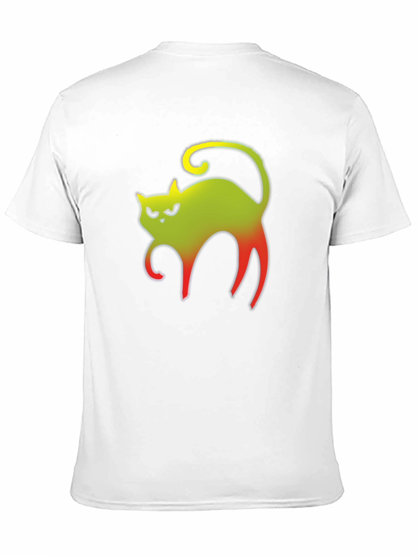 Grumpy Gradient Cat Graphic Tee - Black Cotton T-Shirt