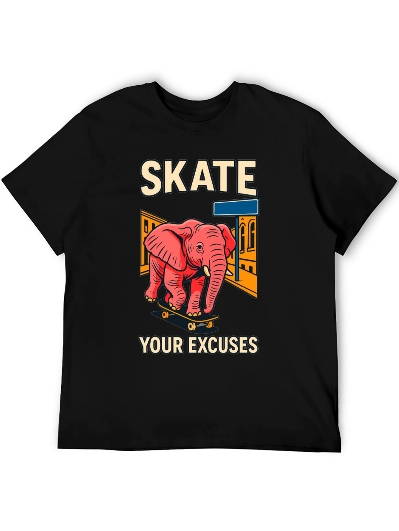 Skate Your Excuses T-Shirt - Elephant Skateboard Design