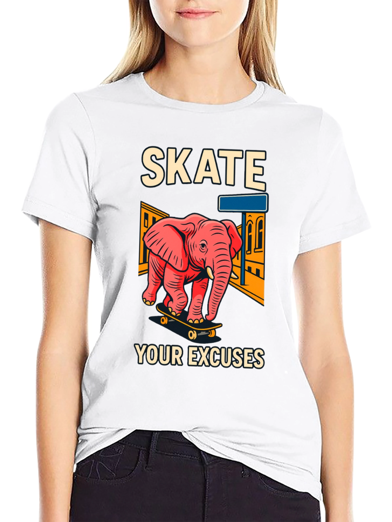 Skate Your Excuses T-Shirt - Elephant Skateboard Design