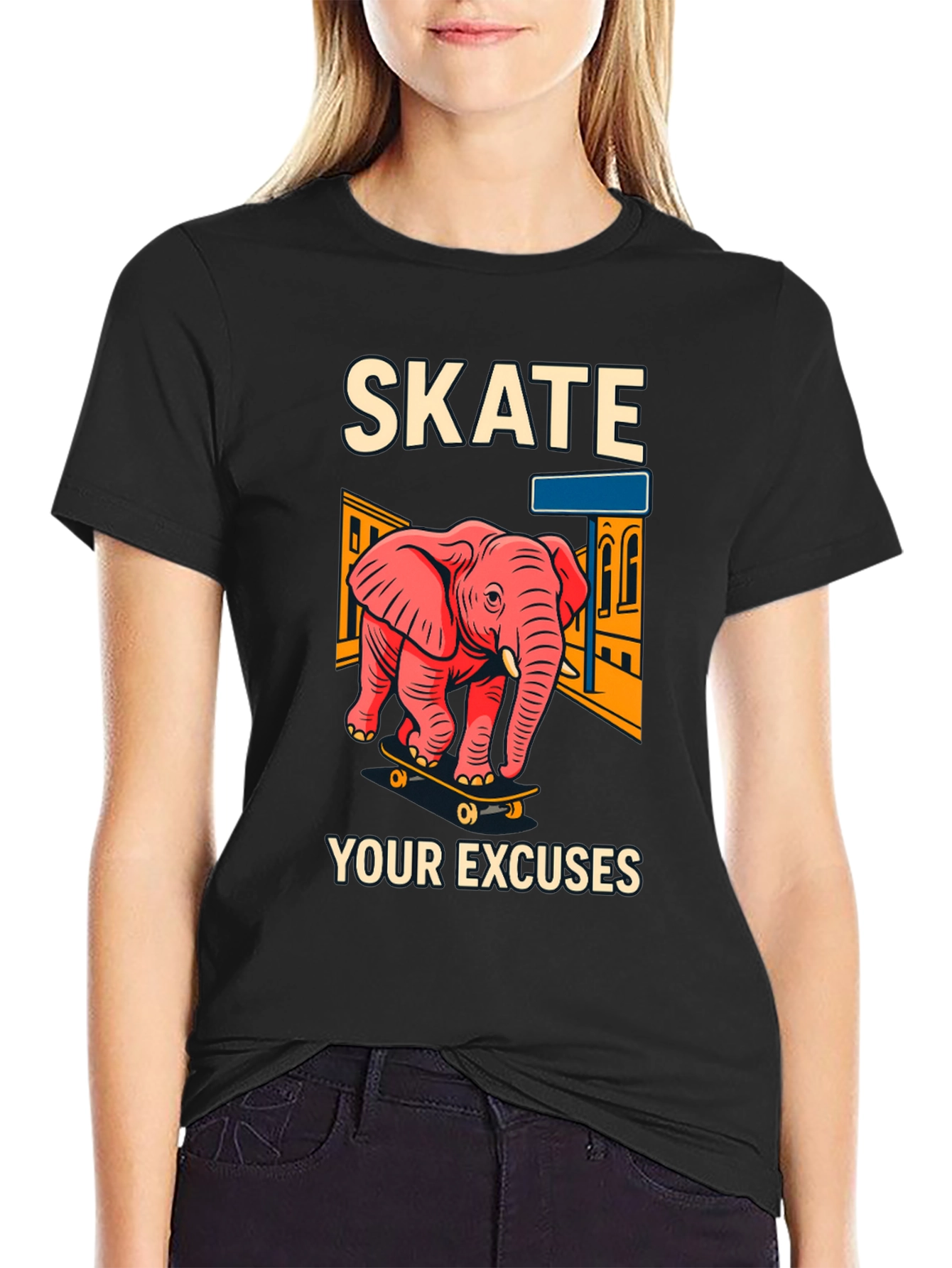 Skate Your Excuses T-Shirt - Elephant Skateboard Design