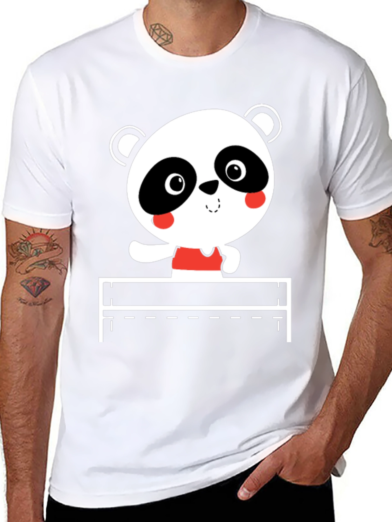 Cute Panda Hurdler Black T-Shirt