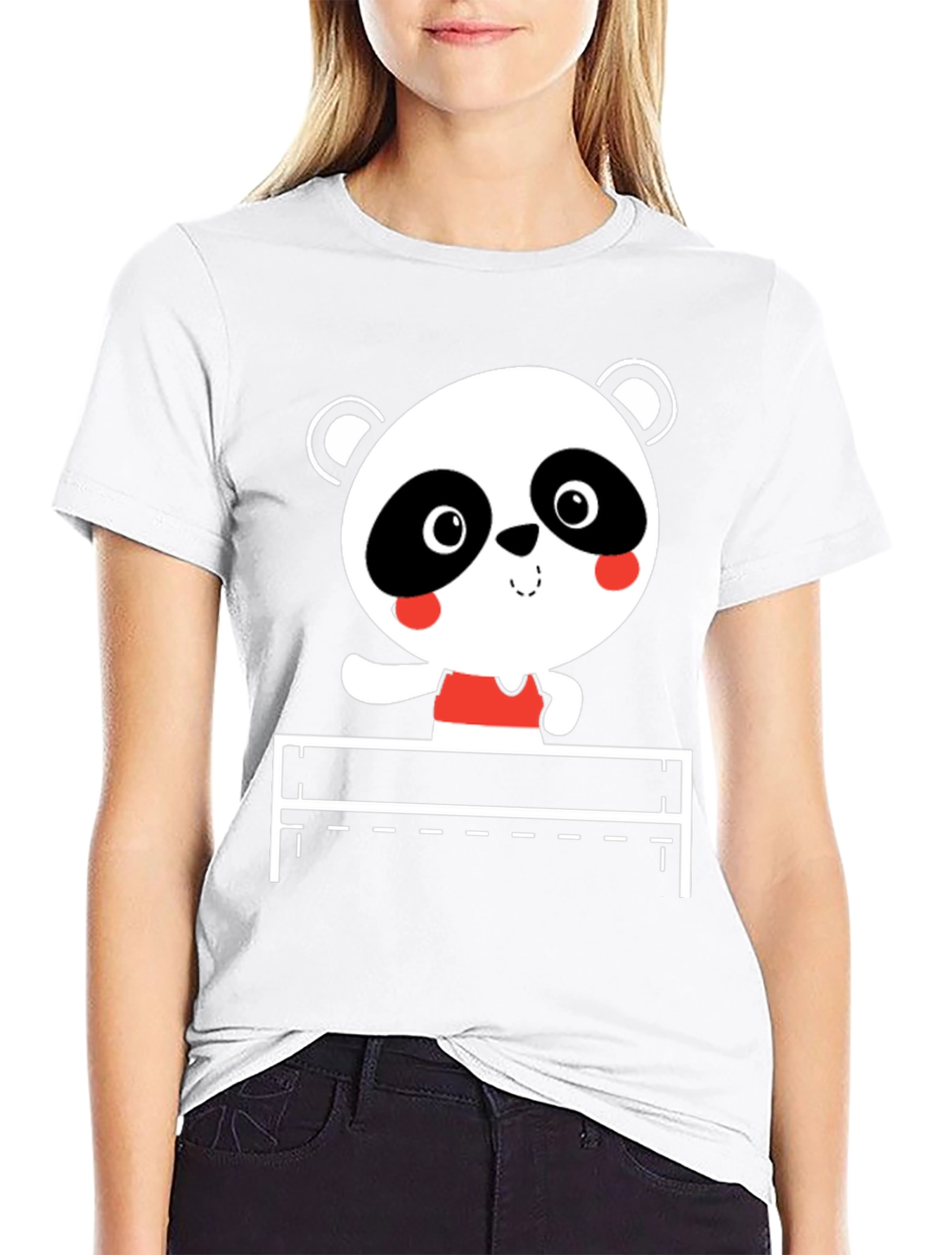 Cute Panda Hurdler Black T-Shirt