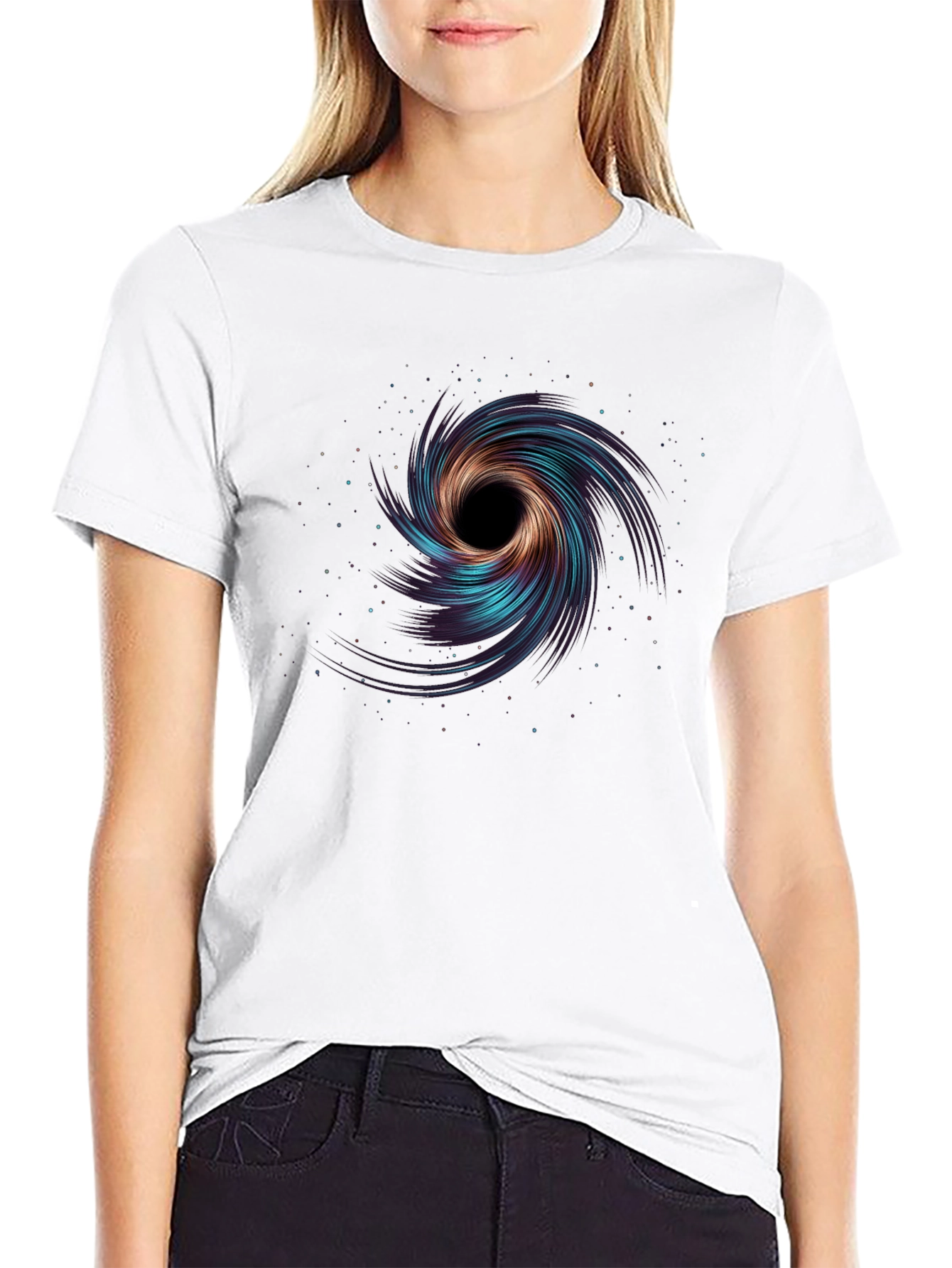 Cosmic Swirl Graphic Tee - Black Cotton Blend