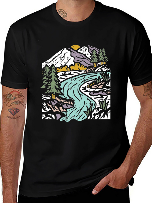 Mountain River Graphic Tee - Nature Lovers Shirt