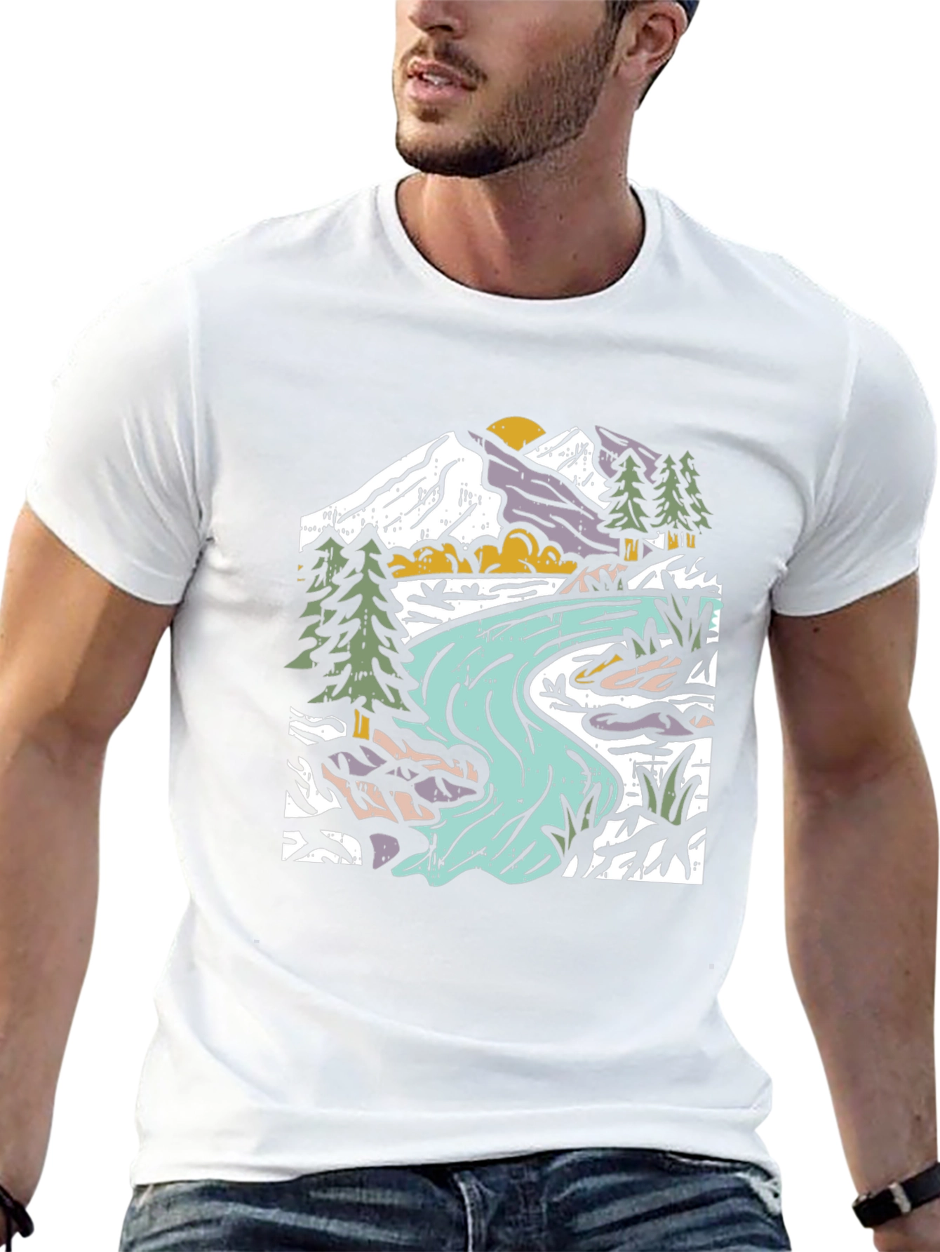 Mountain River Graphic Tee - Nature Lovers Shirt