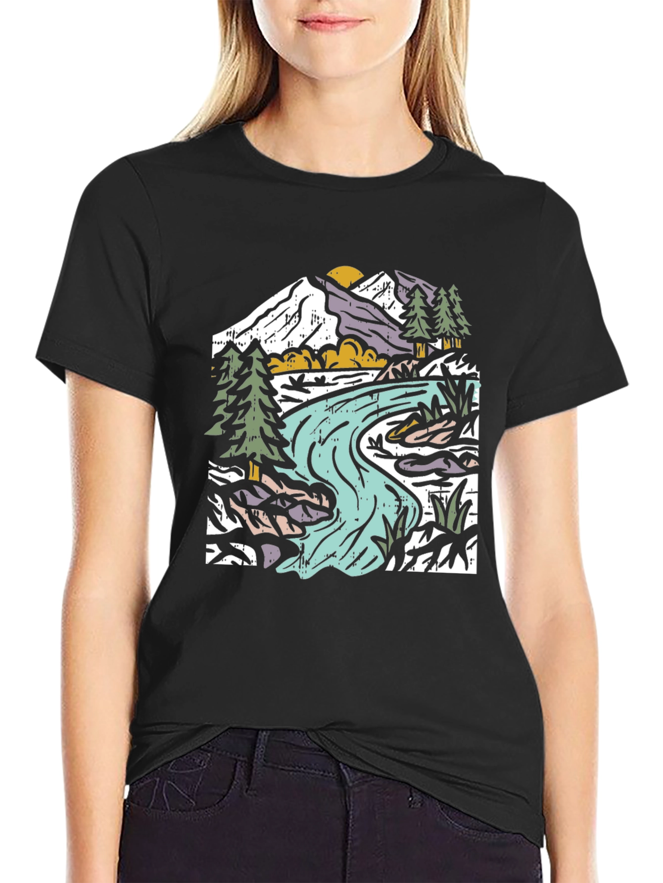 Mountain River Graphic Tee - Nature Lovers Shirt