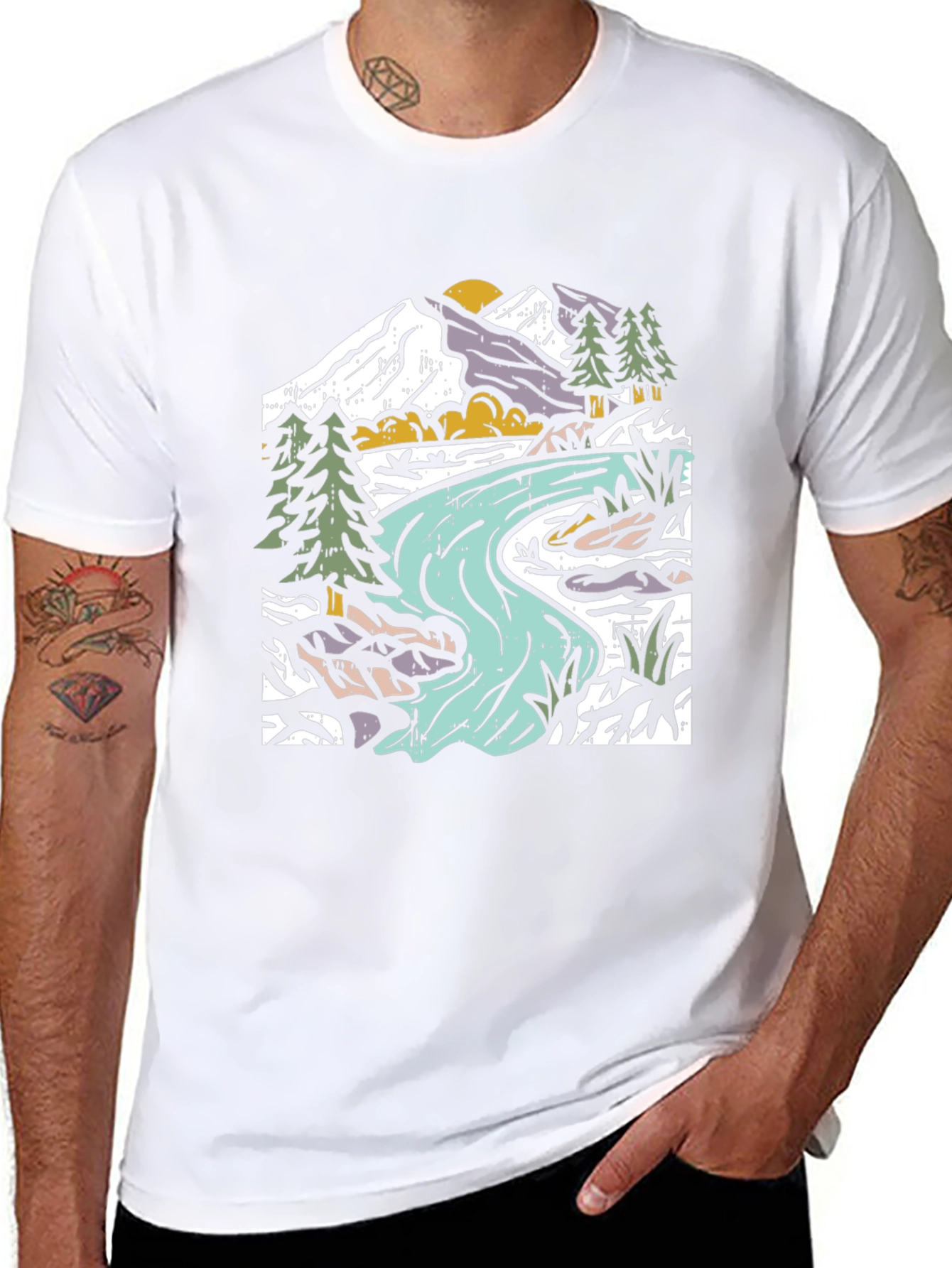 Mountain River Graphic Tee - Nature Lovers Shirt