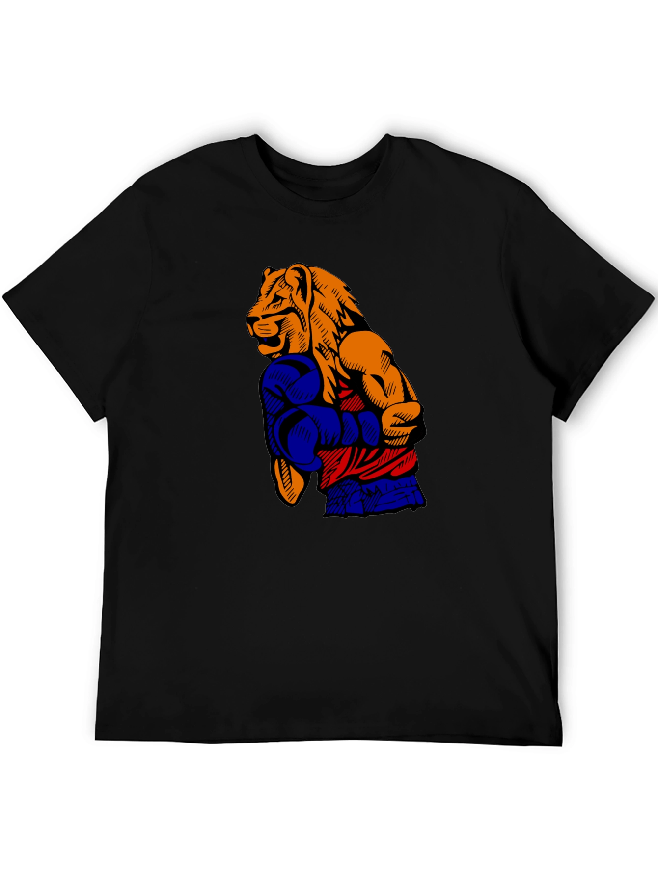 Lion Boxer T-Shirt - Black Graphic Tee