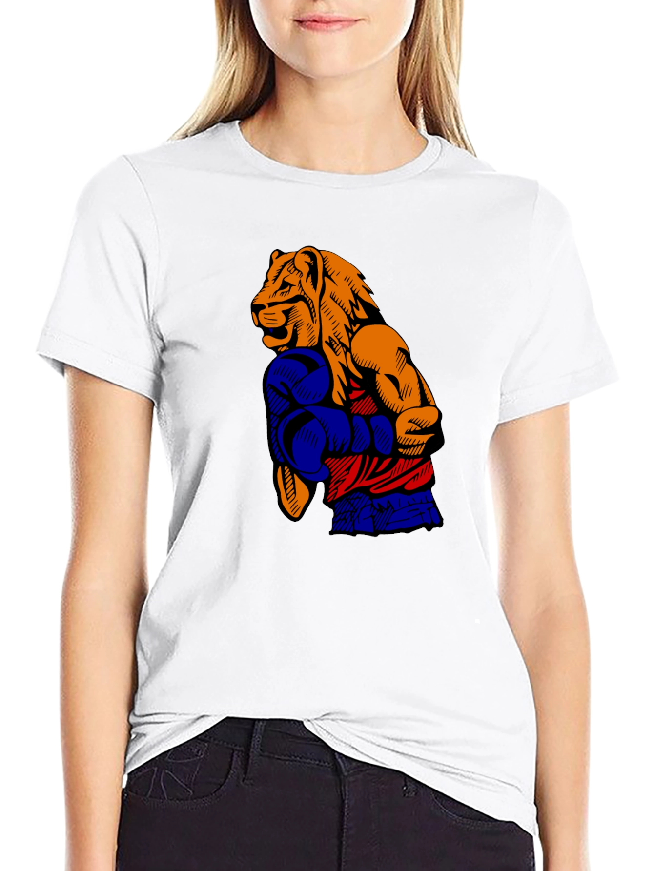 Lion Boxer T-Shirt - Black Graphic Tee