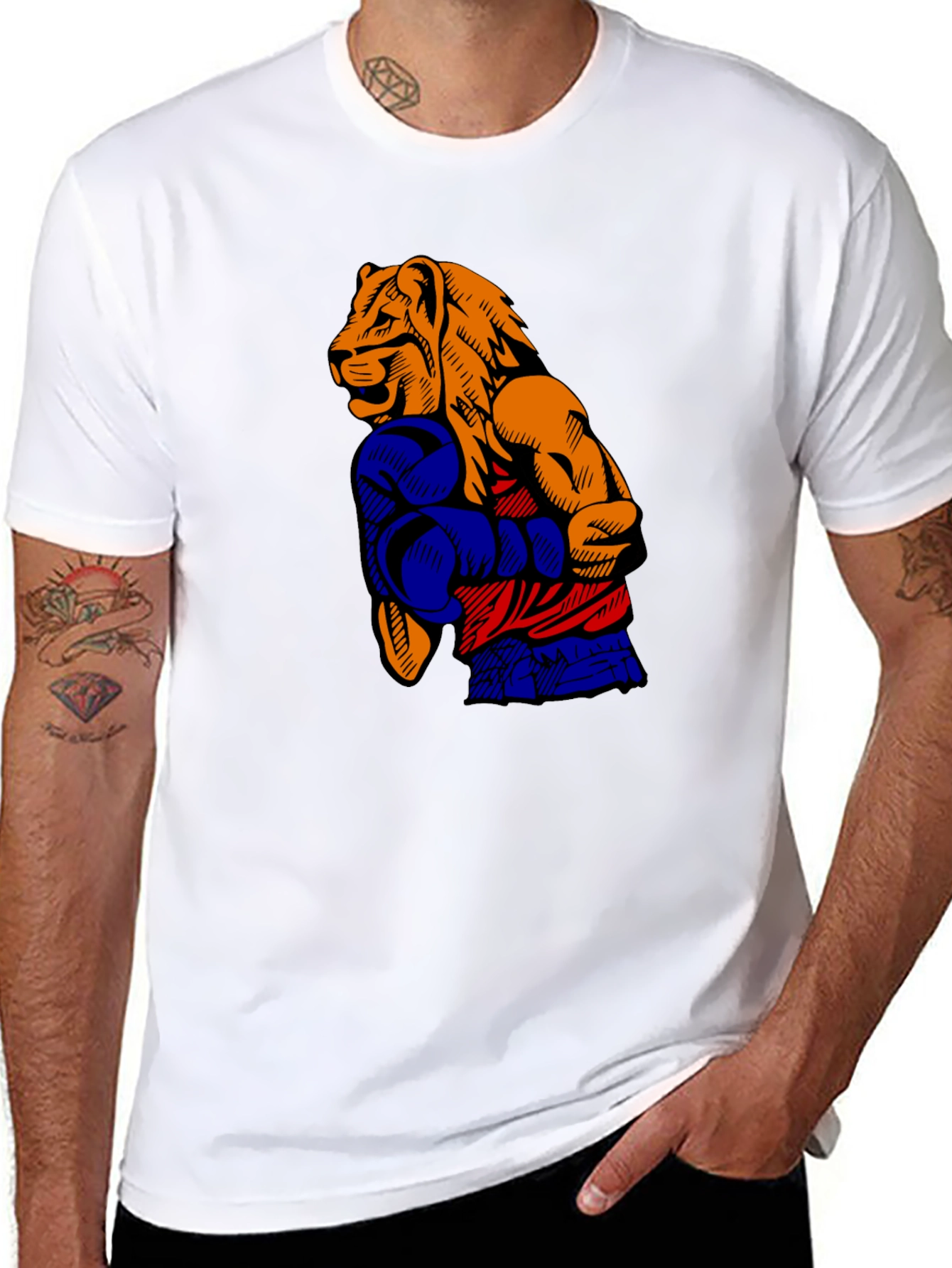 Lion Boxer T-Shirt - Black Graphic Tee