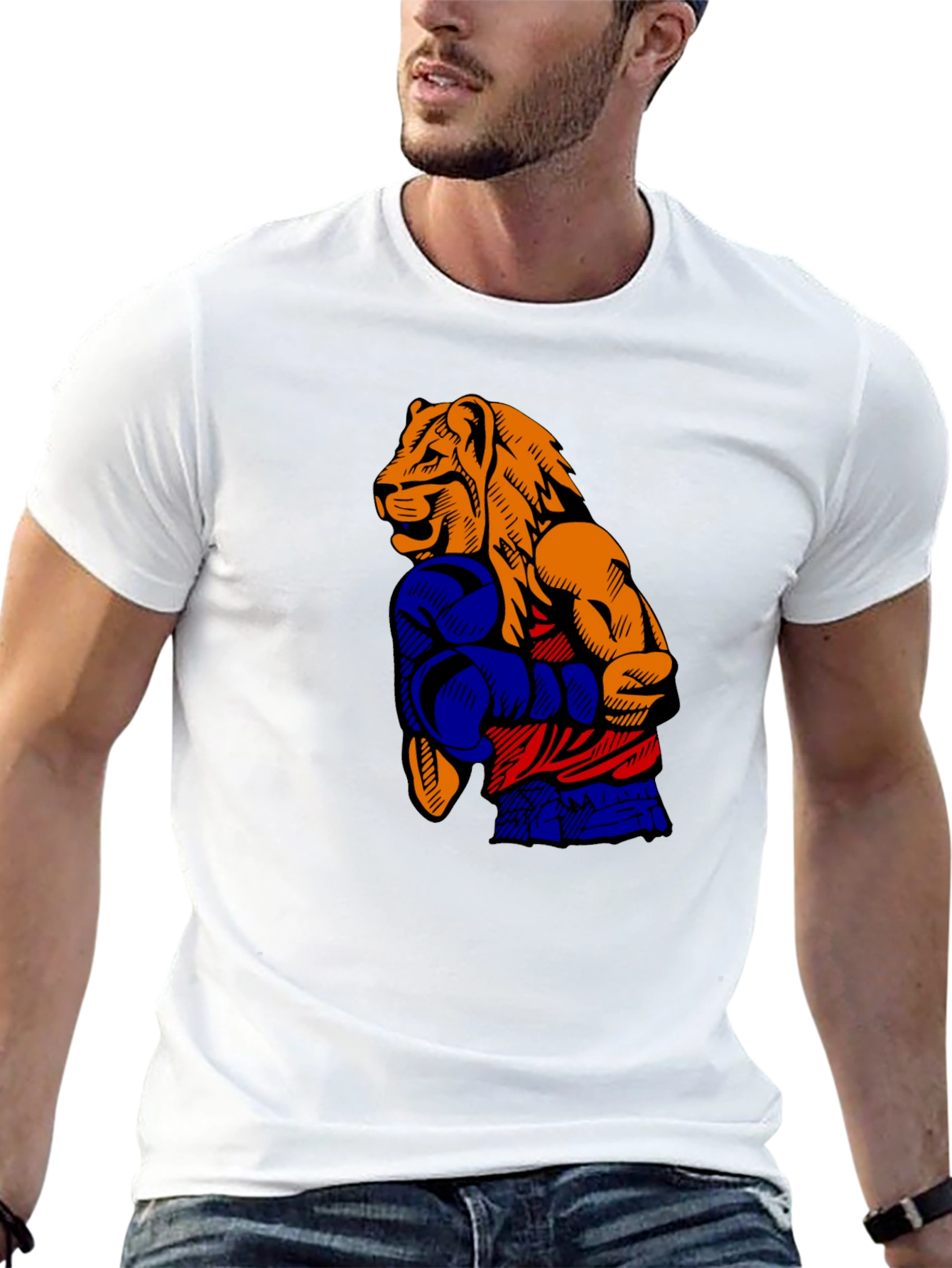Lion Boxer T-Shirt - Black Graphic Tee