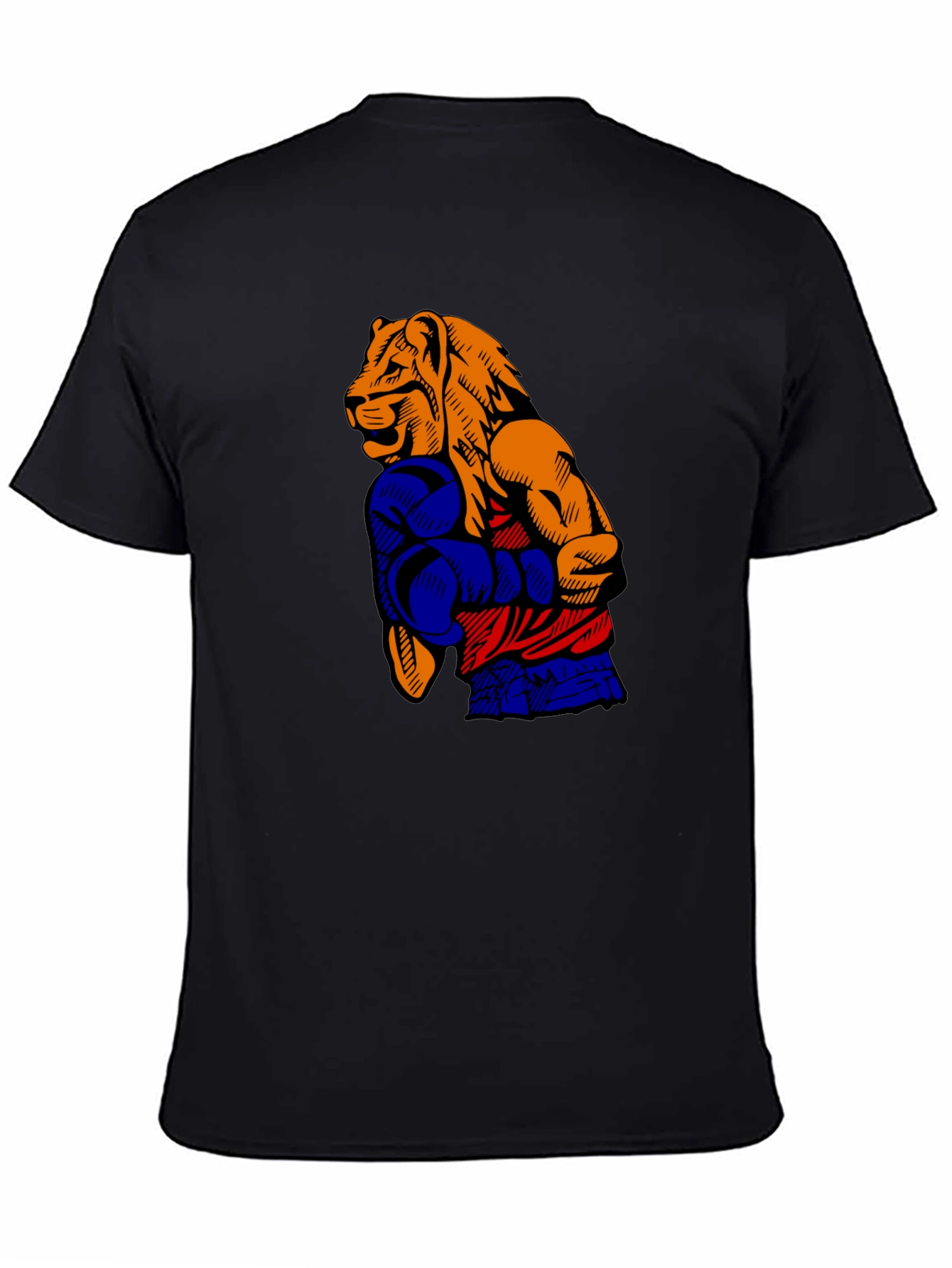 Lion Boxer T-Shirt - Black Graphic Tee