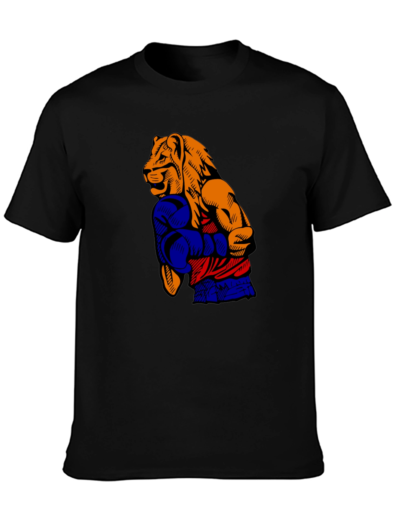 Lion Boxer T-Shirt - Black Graphic Tee