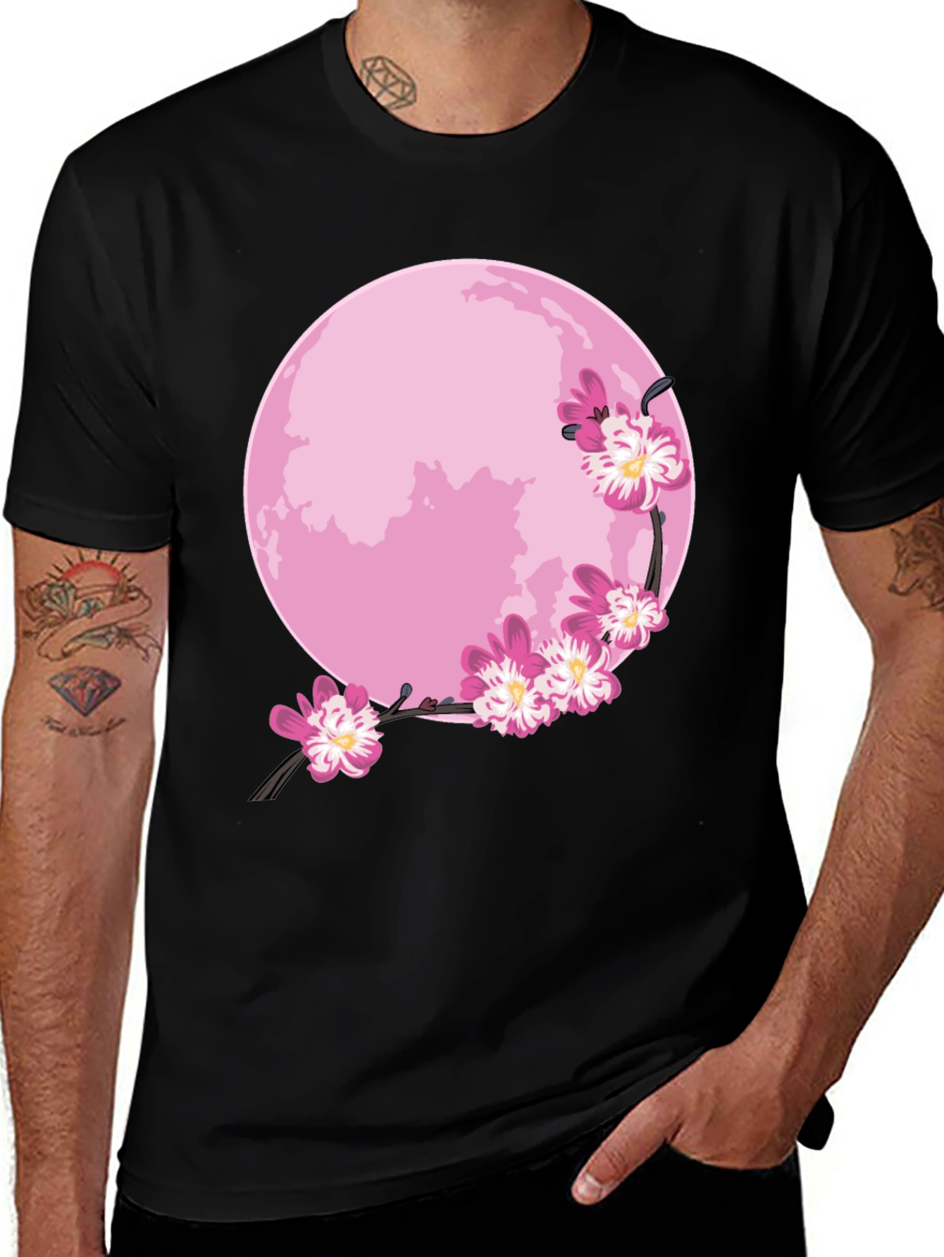 Pink Moon Cherry Blossom Graphic Tee