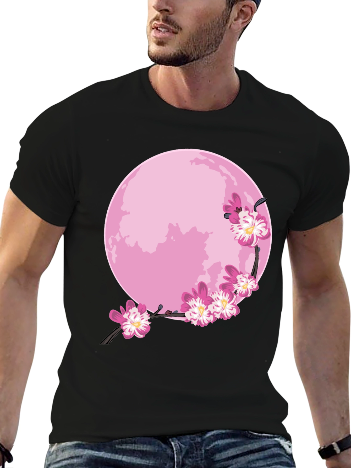 Pink Moon Cherry Blossom Graphic Tee