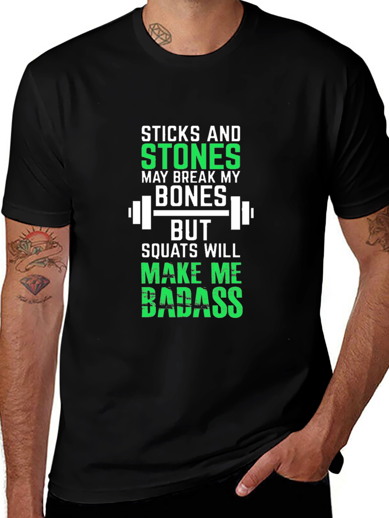 Sticks and Stones Squats Workout T-Shirt