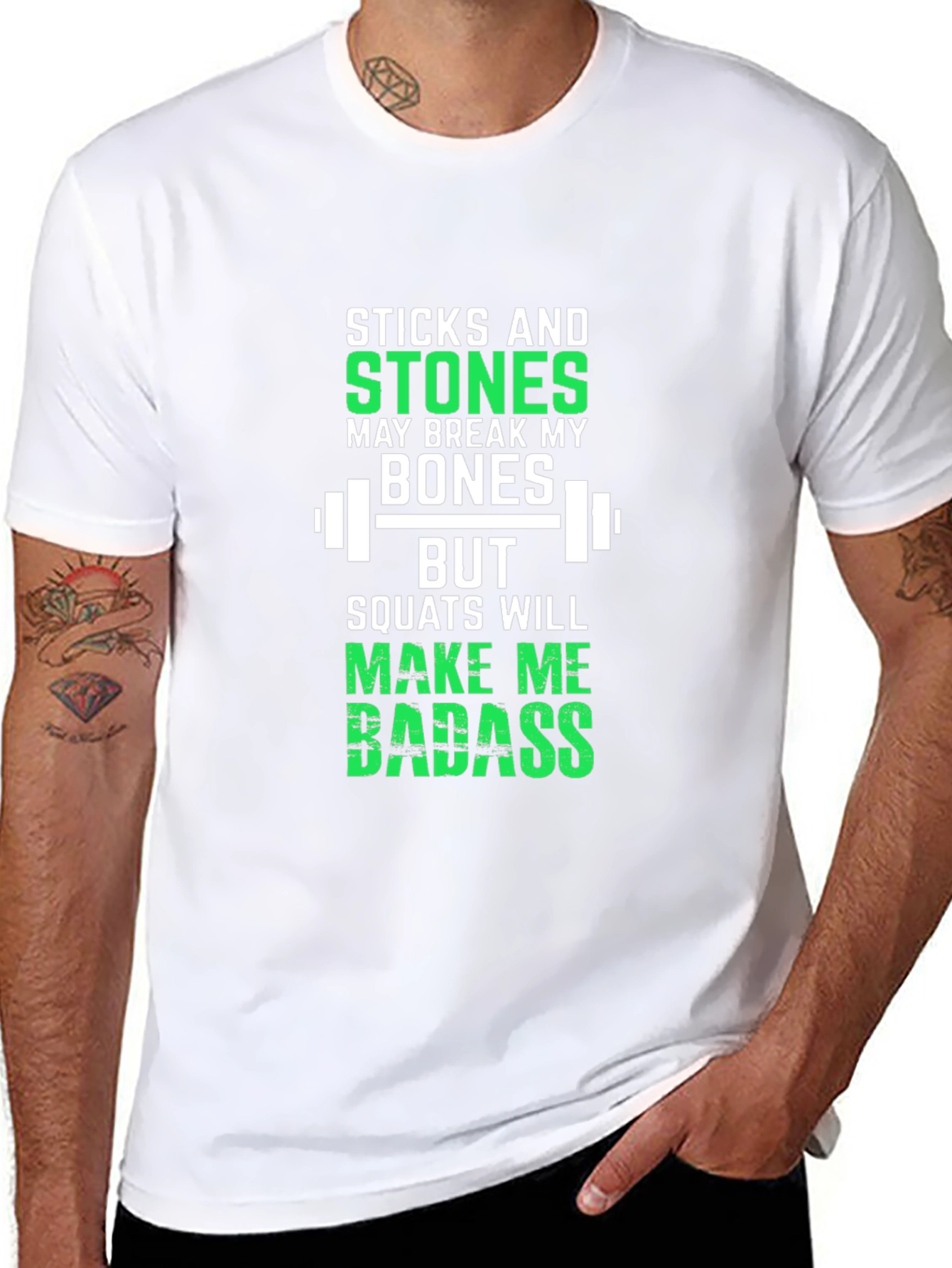 Sticks and Stones Squats Workout T-Shirt