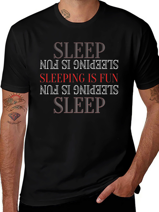 Funny Sleep is Fun Graphic Tee - Black Casual T-Shirt