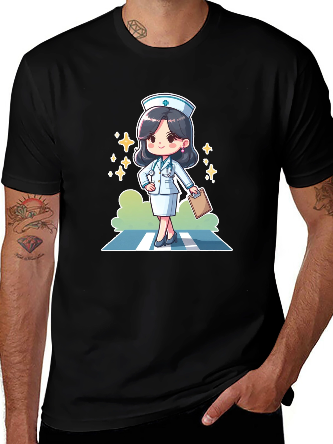 Nurse Cartoon Graphic T-Shirt