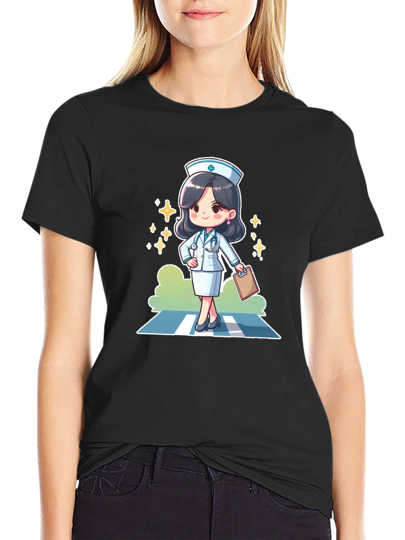 Nurse Cartoon Graphic T-Shirt