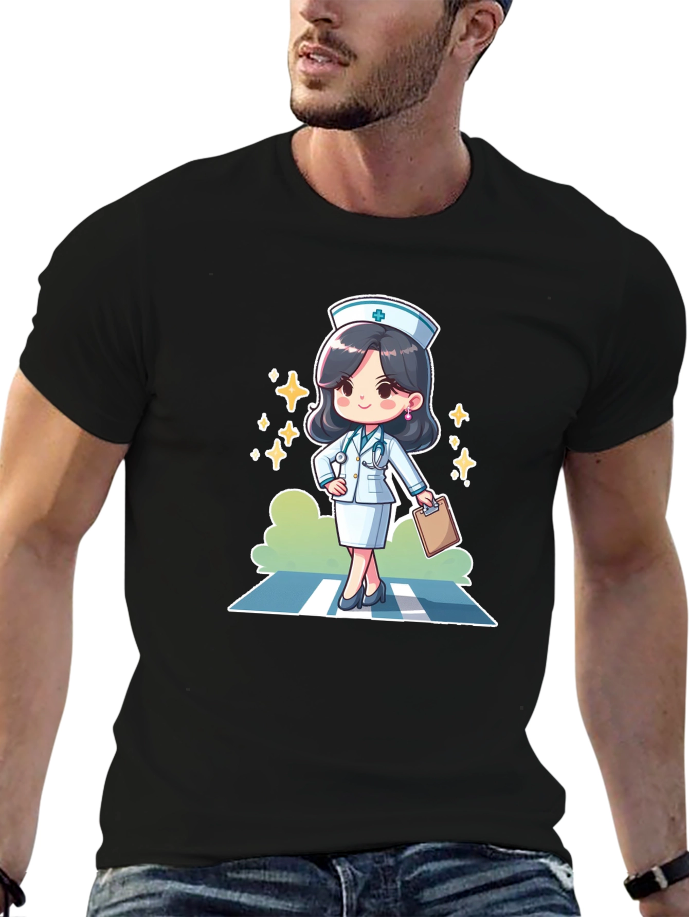 Nurse Cartoon Graphic T-Shirt