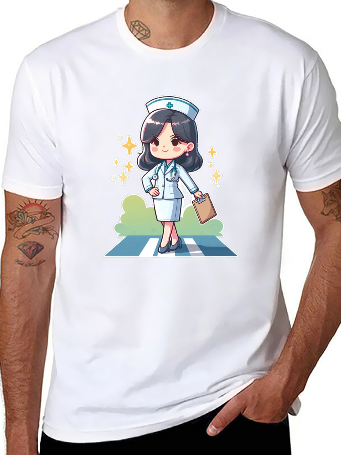 Nurse Cartoon Graphic T-Shirt