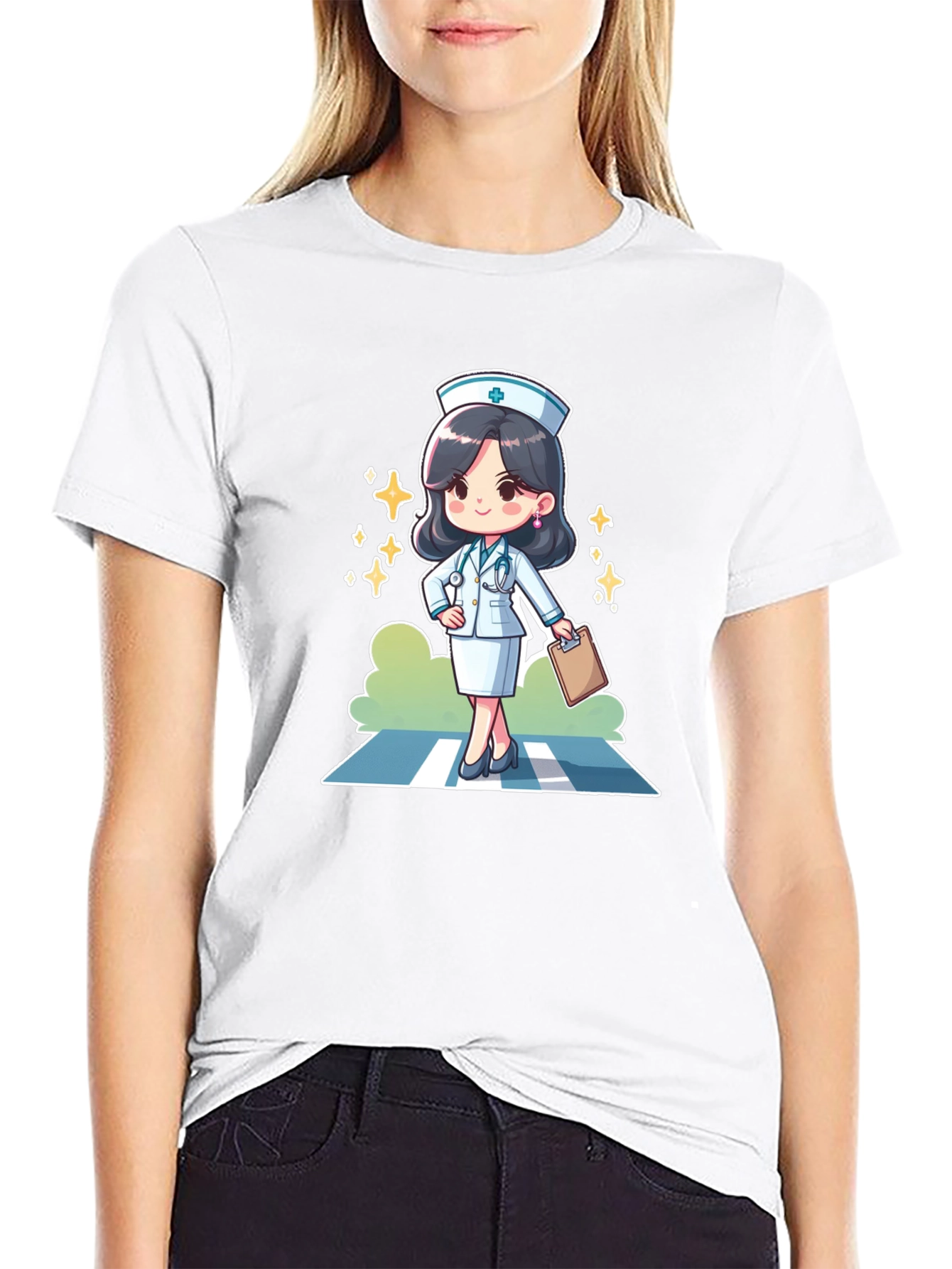 Nurse Cartoon Graphic T-Shirt